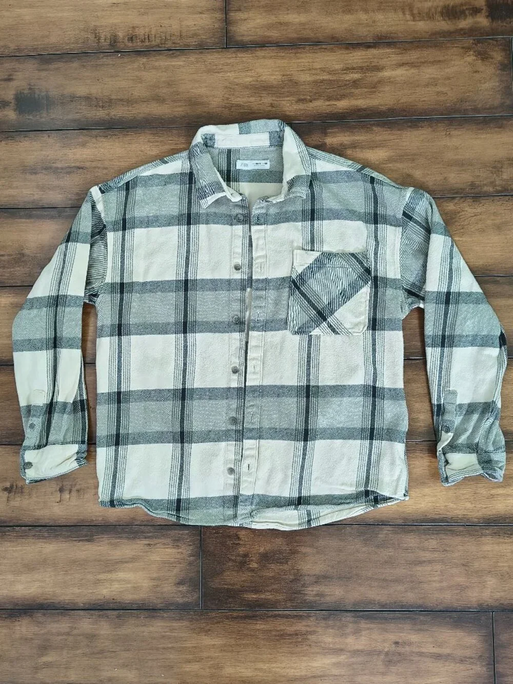 Zara Boys Plaid Flannel Button-Up Shirt Size 13-14 (164)